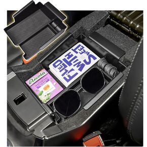 Center Console Organizer Tray Compatible with Ford Explorer 2012 2013 2014 2015 2016 2017 2018 2019 Accessories, Armrest Box Secondary Insert Tray Coins Holder Storage Compartment, Black Trim