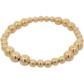 14kt Gold Filled Beaded Stretch Bracelet - 5mm & 7mm Beads, Tarnish-Free Dainty Jewelry for Women, Great Gift Idea for any Occasion