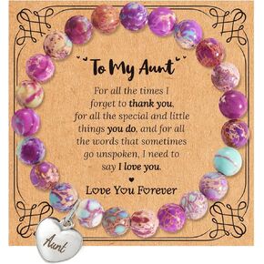 BAYLAY Natural Stone Bracelet Gifts for Women Girls - Beaded Bracelet Heart Charm Bracelet Inspirational Bracelet Chrismas Gifts Bracelets Gifts for Mom Grandma Nieces Aunt Daughter Granddaughter