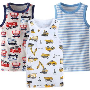 Baby Boys' Tank Tops Dinosaur 3 Pack Tanks Set