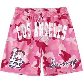 SHENHE Men's Camo Shorts Graphic Letter Print Drawstring Summer Casual Shorts Streetwear