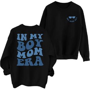 In My Boy Mom Era Sweatshirt Women Funny Mama Crewneck Pullover Mama Life Long Sleeve Gift Tops