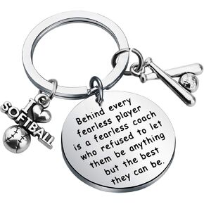 AKTAP Softball Gift Softball Coach Key Rings Behind Every Fearless Player is A Fearless Coach Appreciation Gift Softball Jewelry