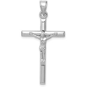 Solid 14k White Gold Cross Crucifix Pendant (39mm x 20mm)
