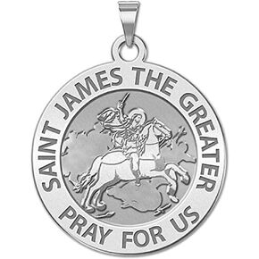 PicturesOnGold.com Saint James The Greater Religious Medal - 1 Inch Size of a Quarter - Sterling Silver