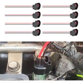 BEYPOVK 8 PCS Fuel Injector Connector, EV6 EV14 Fuel Injector Pigtail Connector Wiring Harness Set of 8, Automotive Accessories EV2 Fuel Injector Socket Plug Compatible with Dodge, Ford, Chevrolet