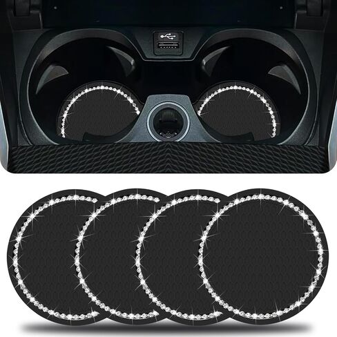 2PCS Car Cup Holder Coasters, Universal Vehicle Bling Cup Holder Insert Coaster, 2.75 inch Anti Slip Silicone Car Accessories for Women Men (2 Pcs, White) in Saudi Arabia
