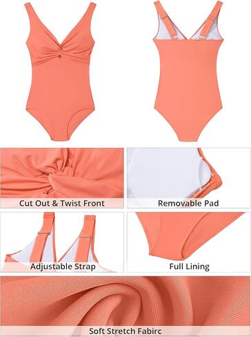 GRAPENT One Piece Swimsuit Women Padded Twist Knot Cut Out Adjustable Straps Bathing Suits Beach Modest Swimming Suits in Kuwait