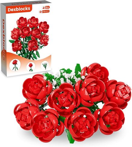 Flower Bouquet Building Kit, 1000 Pcs Botanical Collection, Rose Bouquet, Artificial Flowers for Home Decoration, for Valentine's Day, Birthdays for Adults, Women, Mothers, and Girls in Saudi Arabia