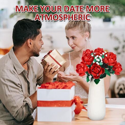 Flower Bouquet Building Kit, 1000 Pcs Botanical Collection, Rose Bouquet, Artificial Flowers for Home Decoration, for Valentine's Day, Birthdays for Adults, Women, Mothers, and Girls in Saudi Arabia