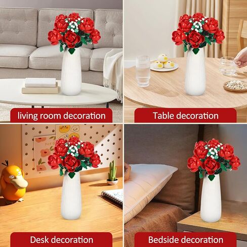 Flower Bouquet Building Kit, 1000 Pcs Botanical Collection, Rose Bouquet, Artificial Flowers for Home Decoration, for Valentine's Day, Birthdays for Adults, Women, Mothers, and Girls in Saudi Arabia