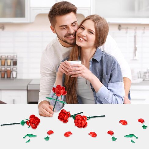 Flower Bouquet Building Kit, 1000 Pcs Botanical Collection, Rose Bouquet, Artificial Flowers for Home Decoration, for Valentine's Day, Birthdays for Adults, Women, Mothers, and Girls in Saudi Arabia