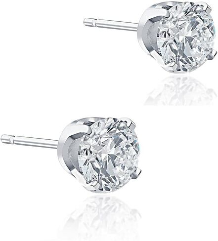 Certified 1 Ct TW Round Cut Diamond Studs Women's Earrings in 14k White or Yellow Gold Lab Grown (D,E/VS-SI1) in Kuwait