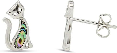 AFFY Abalone Shell Animal (Dolphin, Unicorn, Seahorse, Turtle, Cat) 14k White Gold Over Sterling Silver Stud Earrings Jewelry Gift in Kuwait