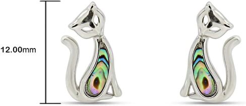 AFFY Abalone Shell Animal (Dolphin, Unicorn, Seahorse, Turtle, Cat) 14k White Gold Over Sterling Silver Stud Earrings Jewelry Gift in Kuwait