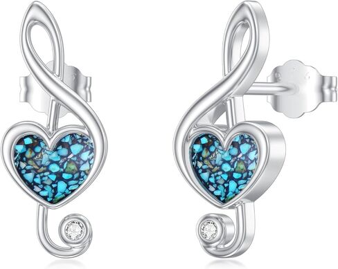 Music Note Earrings 925 Sterling Silver Music Note Turquoise Stud Earrings Turquoise Music Jewelry Gifts for Music Lover Women Mother in Saudi Arabia