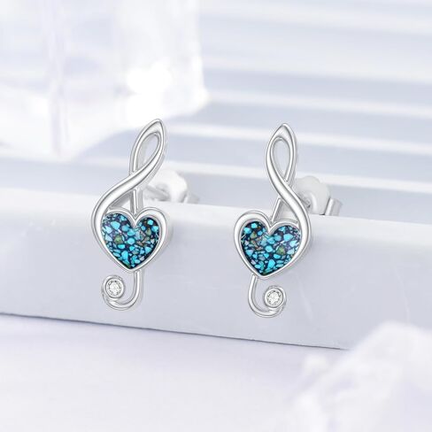 Music Note Earrings 925 Sterling Silver Music Note Turquoise Stud Earrings Turquoise Music Jewelry Gifts for Music Lover Women Mother in Saudi Arabia