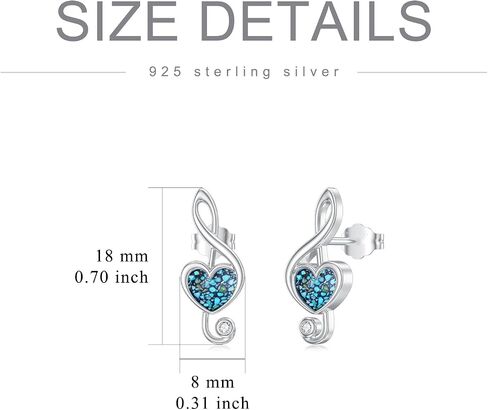 Music Note Earrings 925 Sterling Silver Music Note Turquoise Stud Earrings Turquoise Music Jewelry Gifts for Music Lover Women Mother in Saudi Arabia