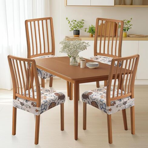 Chair Seat Covers for Dining Room Set of 4, Stretch Jacquard Removable and Washable Chair Covers, Protector Chair Cushion Kitchen Dining Home Slipcovers(4 Pack) in Kuwait