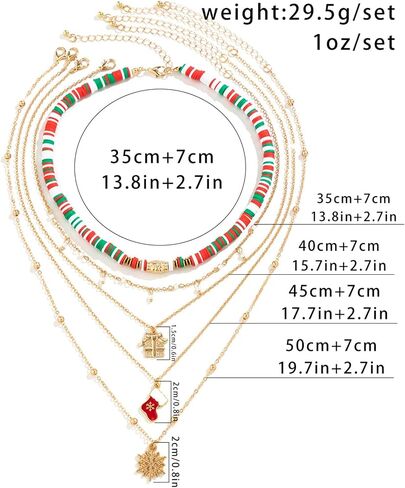 YBMYCM Christmas Necklaces Cute Santa Claus Jingle Bell Snow Christmas Tree Multi Layer Choker Necklace for Christmas Party Holiday Gift in Saudi Arabia