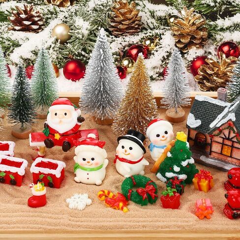 HyDren Zen Kit Garden for Desktop Christmas Desk Decor Sand Tray Therapy Kit with Bamboo Tray Tools Christmas Cottage Night Lights Santa Claus Pine Tree Decor Gifts Decor Gifts for Man Women in Saudi Arabia