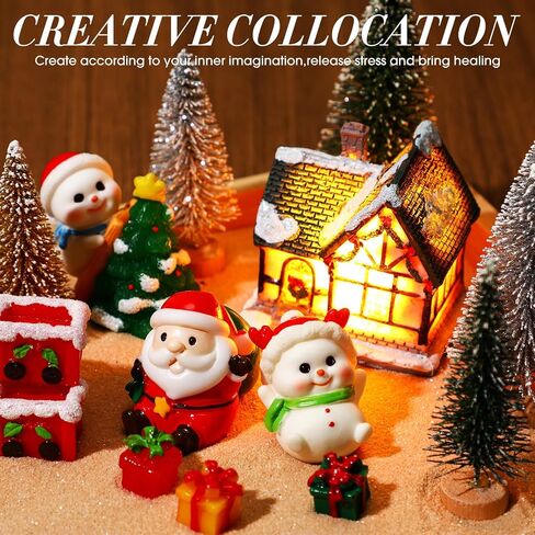 HyDren Zen Kit Garden for Desktop Christmas Desk Decor Sand Tray Therapy Kit with Bamboo Tray Tools Christmas Cottage Night Lights Santa Claus Pine Tree Decor Gifts Decor Gifts for Man Women in Saudi Arabia