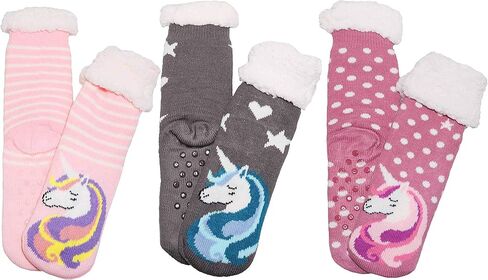 Gilbins Winter-Weight Thermal Fleece-Lined Cozy Christmas Holiday Sherpa Lined Slipper Socks, 3 Pair Pack in Saudi Arabia