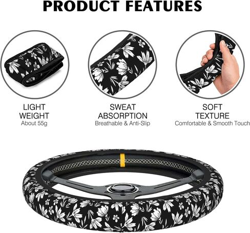 Halloween Spider Webs Steering Wheel Covers Universal 15 Inch Car Wheel Cover,Anti-Slip Breathable Car Accessories Protector Fit for Trucks,Sedans,SUVs,Vans in Saudi Arabia