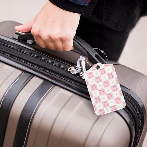Pink Bow Luggage Tags for Suitcases, Preppy Grid Luggage Tag, Back to School, Trendy Girly 2 Pack Travel Luggage Tags, Teen Girls Gifts Suitcase Tags in Kuwait