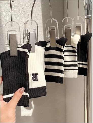 Verdusa Women's 5 Pairs Striped Crew Socks Casual Athletic Socks in Saudi Arabia
