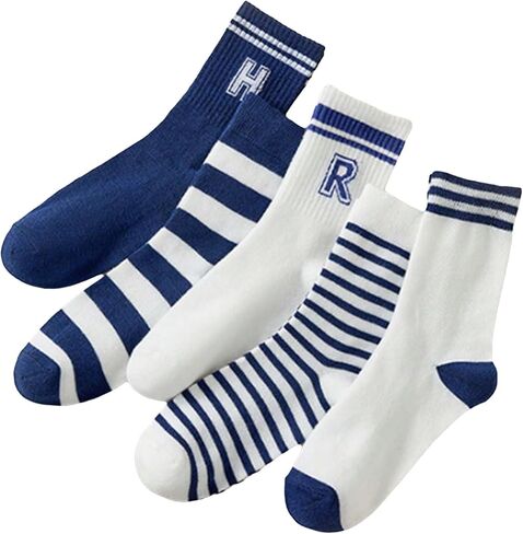 Verdusa Women's 5 Pairs Striped Crew Socks Casual Athletic Socks in Saudi Arabia