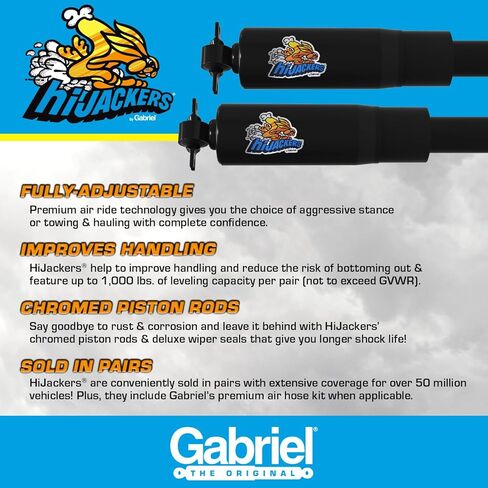 Gabriel 49311 HiJackers Rear Adjustable Air Shock Absorbers Fits Isuzu Amigo, Trooper; Jeep Comanche, Gladiator, Mitsubishi Montero; Nissan Frontier, Pathfinder, Xterra; Toyota Land Cruiser (1 Pair) in Kuwait