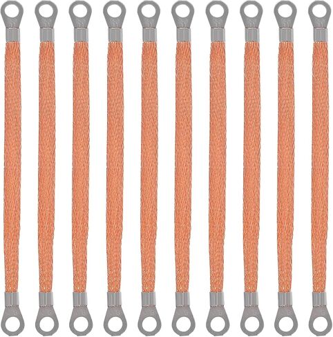 10pcs 10mm Wide 6 Square Meters 200MM Ground Straps 7.87 inch Engine Strap Kit Universal Automotive Copper Automotive Grounding Strap Wire Connectors Braided with Terminals Plugs 200mm for Most Cars in Saudi Arabia
