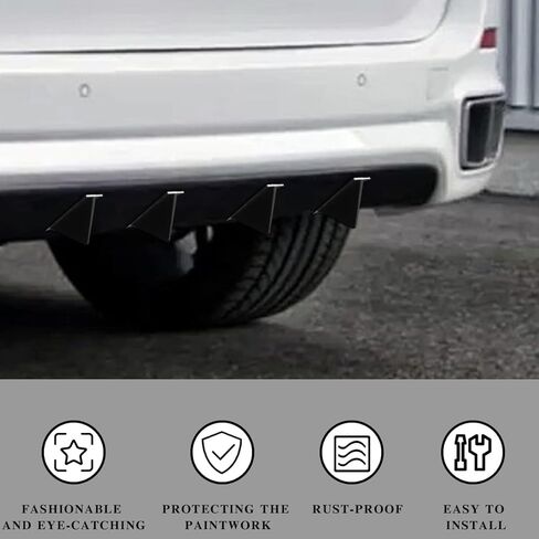 4pcs Car Lower Bumper Lip Diffuser, Rear Splitter Lip Wing with Screw, Anti-Crash Accessories Spoiler Fin Protector,Universal Auto Decoration for Car SUV Truck (A Black) in Kuwait