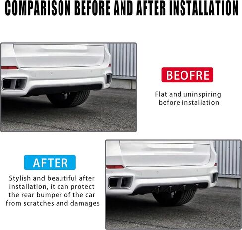 4pcs Car Lower Bumper Lip Diffuser, Rear Splitter Lip Wing with Screw, Anti-Crash Accessories Spoiler Fin Protector,Universal Auto Decoration for Car SUV Truck (A Black) in Kuwait