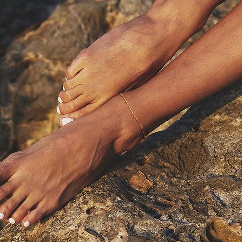 WEARON الذهب الكاحل أساور للنساء 18K مطلية بالذهب خلخال شقة مارينر صندوق كابل حبة ثعبان فيجارو الكوبي بار مشبك ورق ربط سلسلة خلخال in Kuwait