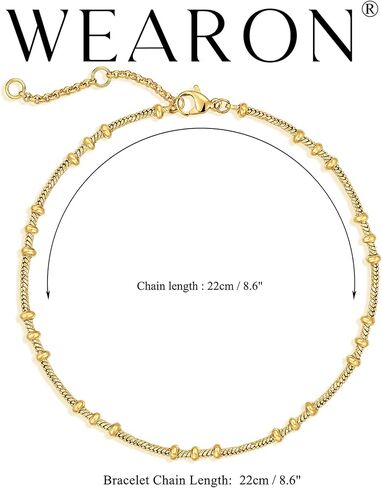 WEARON الذهب الكاحل أساور للنساء 18K مطلية بالذهب خلخال شقة مارينر صندوق كابل حبة ثعبان فيجارو الكوبي بار مشبك ورق ربط سلسلة خلخال in Kuwait