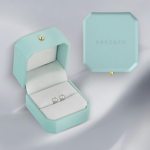 KRKC&CO Moissanite Studs Earrings, Sparkly Round Cut Lab Created Earrings, S925 Sterling Silver, 0.6-3.0CT, D Color, VVS1, 14K White Gold Jewelry Gifts for Women in Saudi Arabia