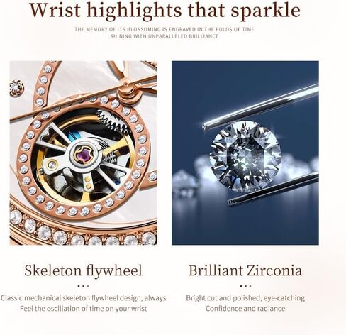 OLEVS Automatic Women's Watches Skeleton Starry Sky Ladies Watch Silver Rose Gold Mechanical Luxury Business Dress Diamond Luminous Waterproof Wrist Watches Watches in Kuwait
