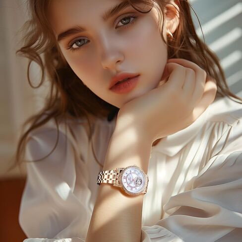 OLEVS Automatic Women's Watches Skeleton Starry Sky Ladies Watch Silver Rose Gold Mechanical Luxury Business Dress Diamond Luminous Waterproof Wrist Watches Watches in Kuwait