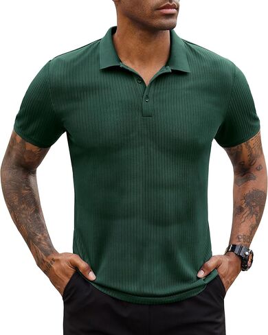 Stretch Polo Shirts for Men Short Sleeve Golf Polo Slim Mens Polo Shirts Dry Fit Polo T Shirts for Men Tennis Polo in Saudi Arabia