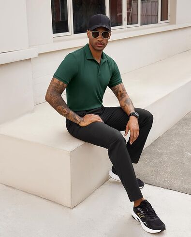 Stretch Polo Shirts for Men Short Sleeve Golf Polo Slim Mens Polo Shirts Dry Fit Polo T Shirts for Men Tennis Polo in Saudi Arabia