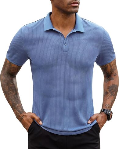 Stretch Polo Shirts for Men Short Sleeve Golf Polo Slim Mens Polo Shirts Dry Fit Polo T Shirts for Men Tennis Polo in Saudi Arabia