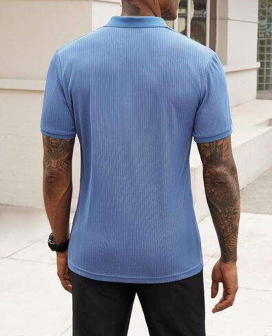 Stretch Polo Shirts for Men Short Sleeve Golf Polo Slim Mens Polo Shirts Dry Fit Polo T Shirts for Men Tennis Polo in Saudi Arabia