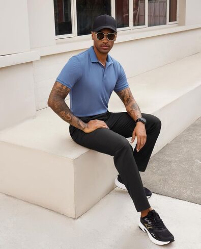 Stretch Polo Shirts for Men Short Sleeve Golf Polo Slim Mens Polo Shirts Dry Fit Polo T Shirts for Men Tennis Polo in Saudi Arabia