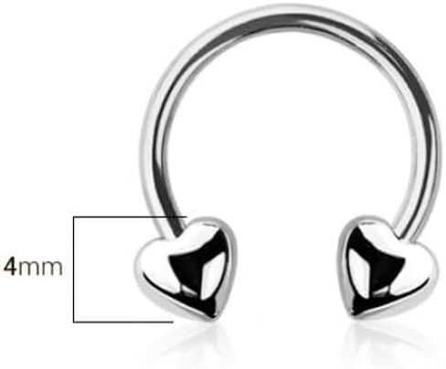 Pierced Owl 16GA 316L Stainless Steel Heart Ends Horseshoe Circular Barbell in Saudi Arabia