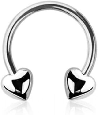 Pierced Owl 16GA 316L Stainless Steel Heart Ends Horseshoe Circular Barbell in Saudi Arabia