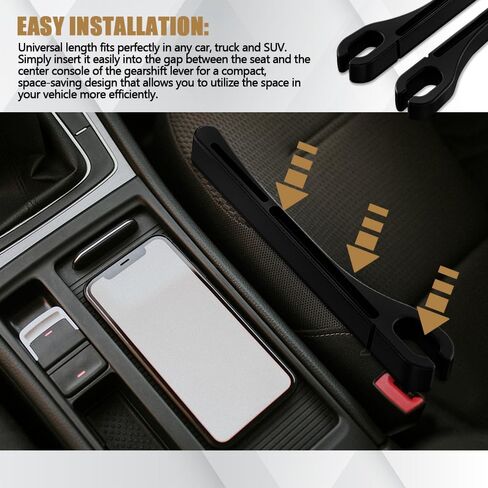 2PCS Car Seat Gap Filler Organizer with Phone Holder, Car Seat Side Gap Filler, Car Seat Gap Organizer for Prevent Falling, Universal Car Accessories Car Seat Gap Filler for Most Cars (Black) in Kuwait