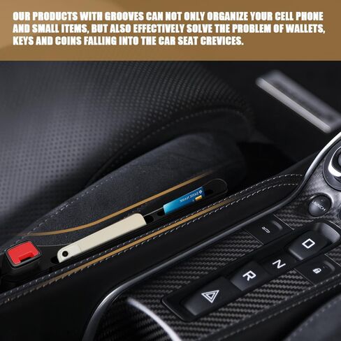 2PCS Car Seat Gap Filler Organizer with Phone Holder, Car Seat Side Gap Filler, Car Seat Gap Organizer for Prevent Falling, Universal Car Accessories Car Seat Gap Filler for Most Cars (Black) in Kuwait