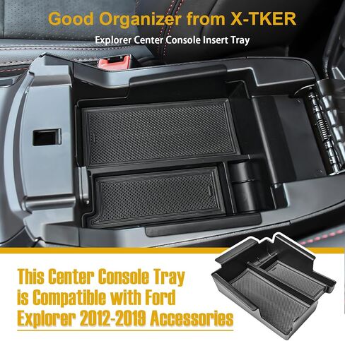 Center Console Organizer Tray Compatible with Ford Explorer 2012 2013 2014 2015 2016 2017 2018 2019 Accessories, Armrest Box Secondary Insert Tray Coins Holder Storage Compartment, Black Trim in Saudi Arabia